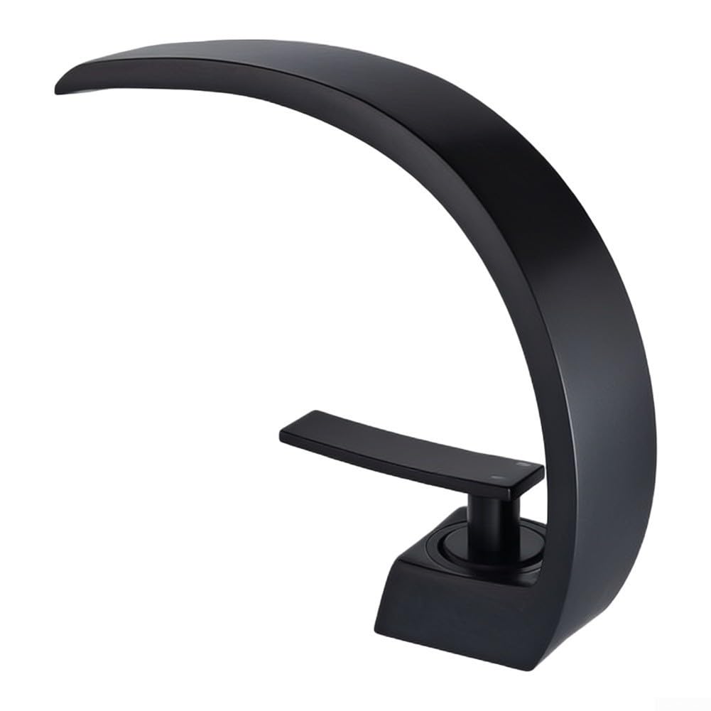 Mezclador monomando de lavabo para grifo de 60 cm, manguera incluida, palanca única (negro)
