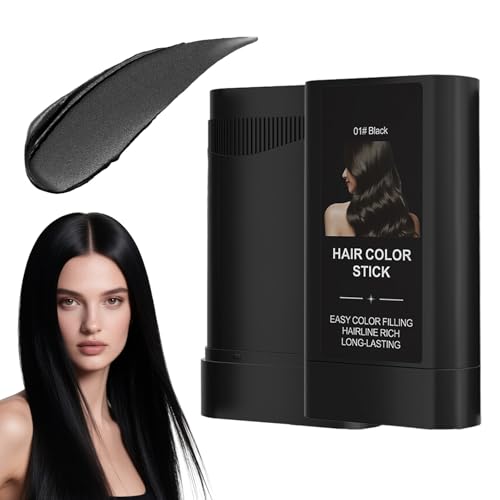 Tinte de pelo 2 en 1 en barra y peine, tinte de pelo con peine seguro y cómodo, retoque en barra, resistente al agua y al sudor para un retoque rápido,01# Negro