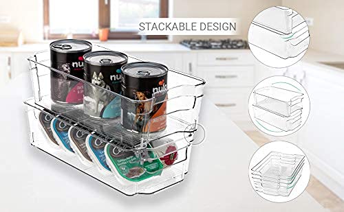 Jinamart [Set of 6] Stackable Refrigerator Pantry Organizers with Handles, 2 Wide 2 Narrow 1 Large Bins & 1 Egg Holder(12 Egg) for Fridge Kitchen Countertops, BPA Free Clear Plastic Storage Racks - Thumbnail 7