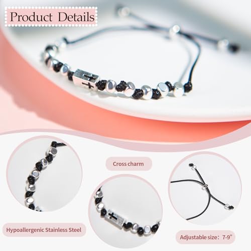 Homeair Adjustable Silver Cross Bracelet for Women，Gifts for Mom Daughter — view 4