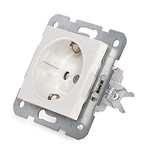 Greenice Toma de Corriente Panasonic Karre 16A 250V Bastidor Metálico con Garras/Protección Infantil/Cazoleta Blanca