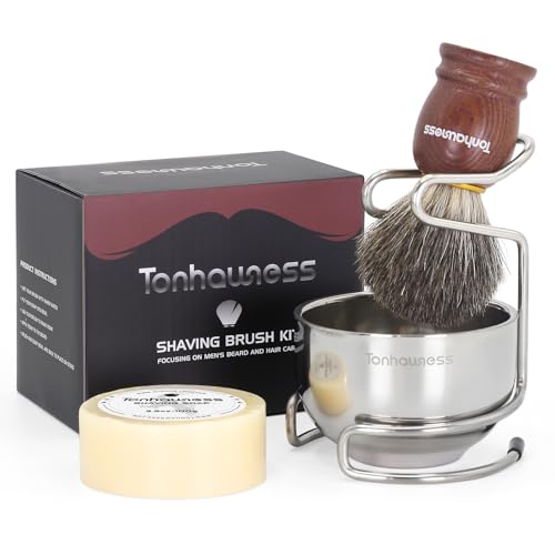 Shaving Brush Kit for Men, 4 in 1 Shaving Brushes Set Includes Ba...