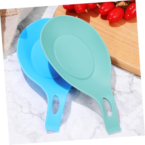 FUNNETOYU 2個 シリコン製耐熱調理器具置物架 フレキシブルスプーンレスト おたま 対応 キッチンコンロ用収納ホルダー 北欧グリーン ブルー