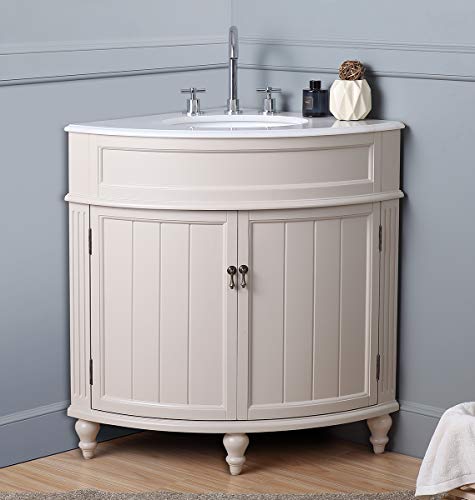 24” Thomasville Taupe Modern Slim Corner Bathroom Sink Vanity Zk-47599Tp #TOP3