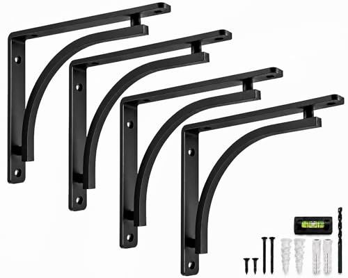Soportes en L para estantes de 8 a 12 pulgadas Balin Designs juego de 4 piezas de metal negro 2