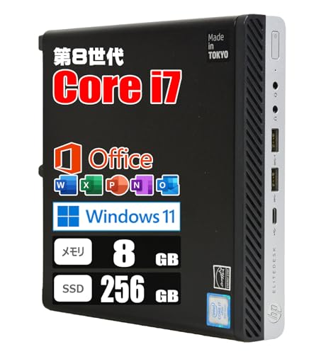 �y�����ςݕi�z�~�jPC / ��8���� Core i7 8700T / 8GB / SSD 256GB / MS Office 2019 / Windows 11 Prodesk/�h���C�u�񓋍�/HP EliteDesk 800 G4 DM Mini 800