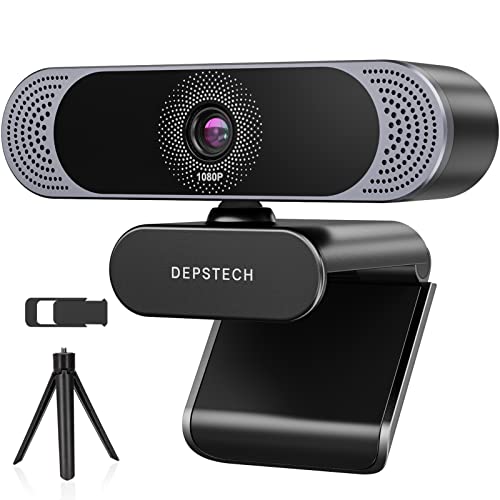 Webcam with Microphone, 2021 DEPSTECH 1080P HD Webcam USB Computer Web Camera with Privacy Cover and Tripod, Plug and Play, Streaming Webcam for Desktop PC Video Conferencing, Teaching and Gaming