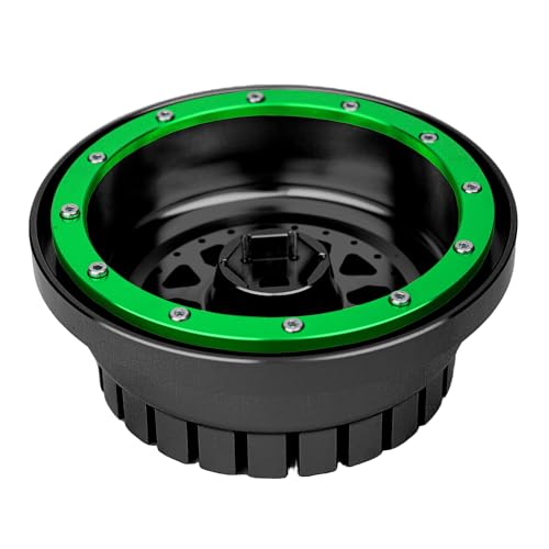 BeaxTurbo racing upgrade parts CNC Aluminum Beadlock wheel V2 fits Proline Hyrax Tire For Traxxas UDR 1/7 black 1PCS (black-green)