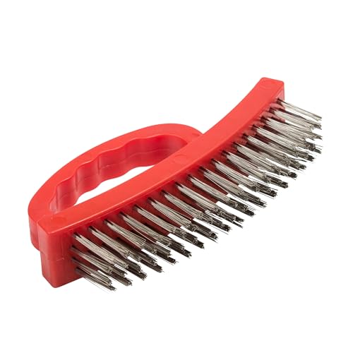 Steelman Wire Brush for Mechanics and Painters, Stainless Steel Bristles Remove Rust, Paint, and Debris, Contour Grip Handle, 6.5-inches