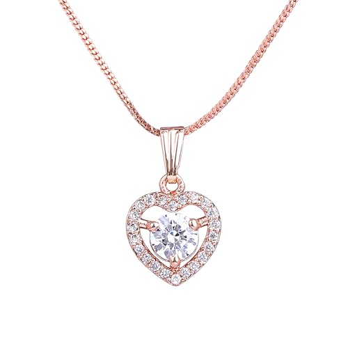 Gehena by Estele Fashion Jewellery for Women: Rosegold Plated CZ Stunning White Crystals Adorned Heart-Shaped Love Pendant with Chain/Pendant Necklace Versatile Elegance for Women-G-AD006-RGWE PENDANT (B0D83RXPWC) Amazon Price History, Amazon Price Tracker