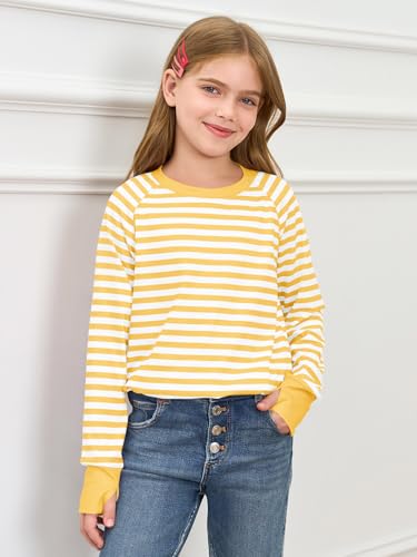 Image of Haloumoning Girls Striped Long Sleeve Shirts 5-14 Years