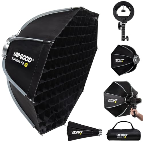 FS90 Softbox 90cm/35.5in Softboxes, Quick Release Foldable Softbox with Honeycomb