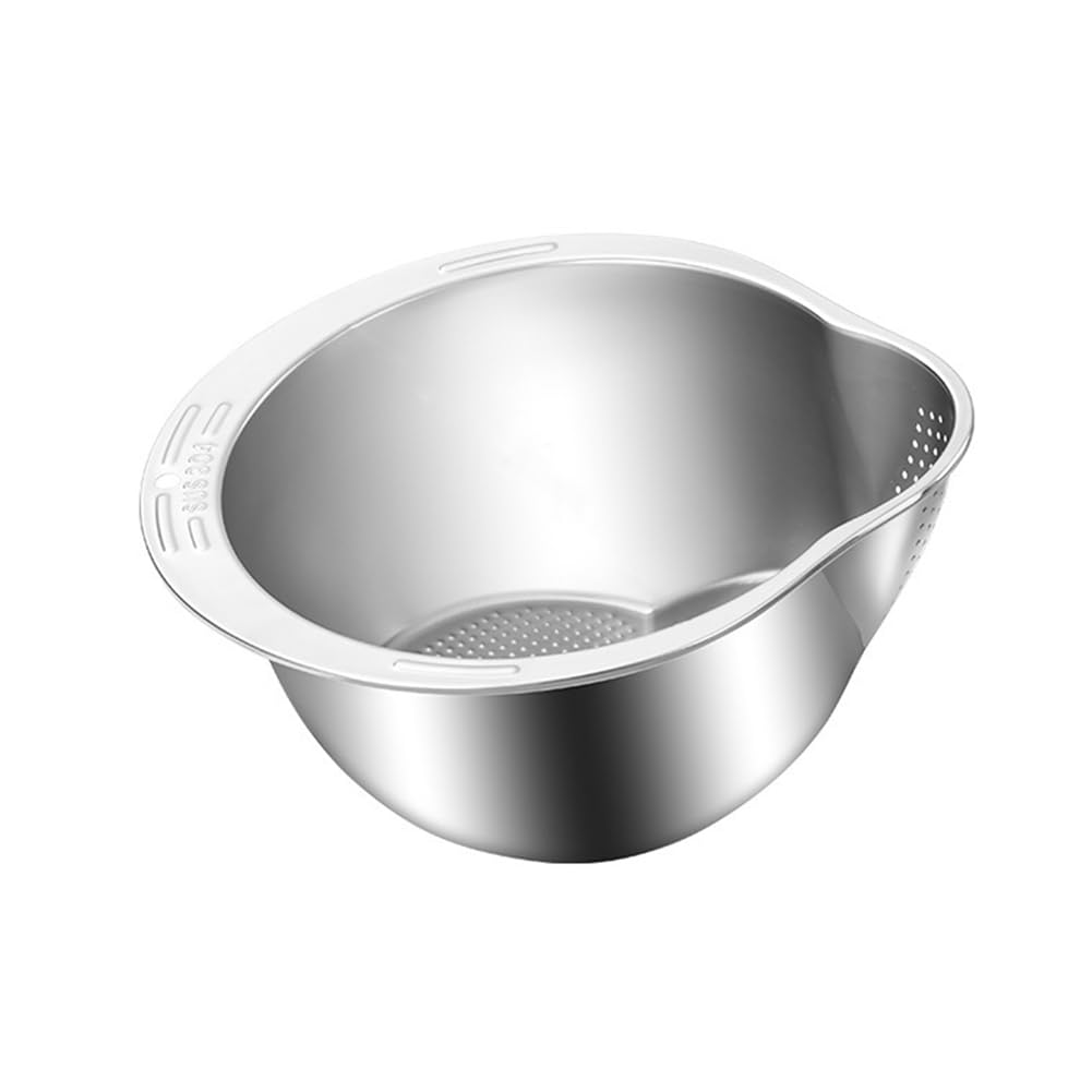 CTRLZS Rice Washer Strainer Bowl Stainless Steel Rice Washing Bowl Rice Colander Fruit and Vegetable Strainer Kitchen Tool A