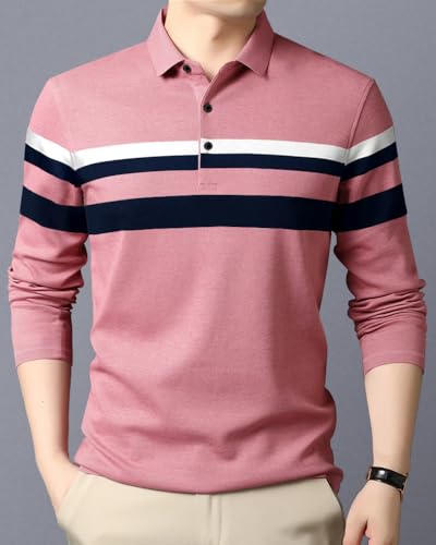 Image of Noble Monk Men's Polycotton Regular Fit Full Sleeves Polo T-Shirt