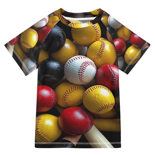 Boys Swing Shirts Baseball Real Black Ball Rashguard Short Sleeve Kids T-Shirts Sun UPF 50+