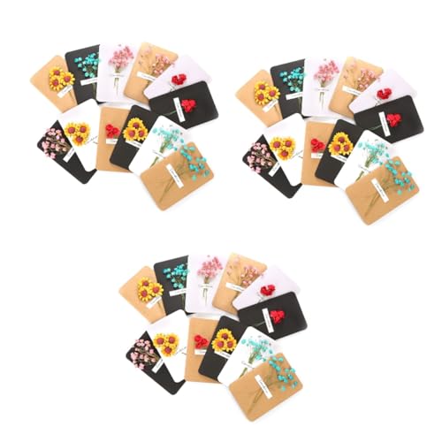 Cartes de vœux fleurs séchées MAGICLULU | Lot de 3 pour anniversaire