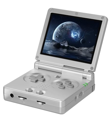 RG35XXSP Handheld Clamshell Games Consoles Built-in 64G+128G TF Card 8000+ Games Portable Style Flip Hand Held Game Video Consoles Linux System with Case (Silver)