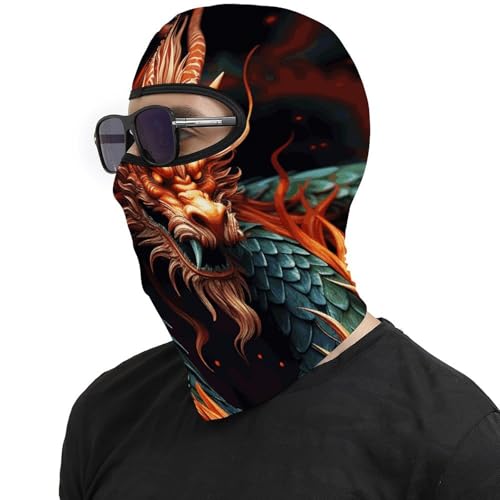 Pasamontañas para hombres y mujeres con estampado de dragón chino, máscara facial térmica para clima frío, equipo para motocicleta y esquí miniatura 4
