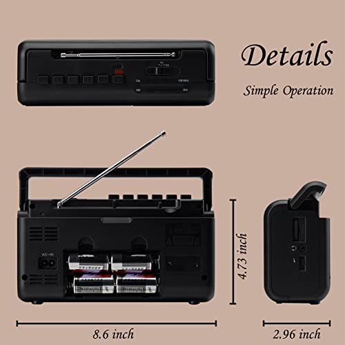 image for G Keni Portable Cassette Player Boombox AM/FM Radio Stereo, Casette Ta