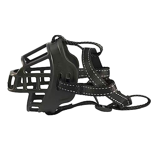 Happyyami Dog Head Muzzle Bark Mouth Cover for Dogs Breathable Design Allows Drinking Non Tearable for Preventing Biting and Chewing