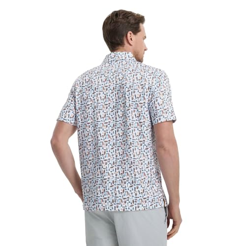 Image of M MAELREG Mens Golf Shirt Short Sleeve Dry Fit Print Moisture Wicking Performance Patterns Collared Polo Shirt