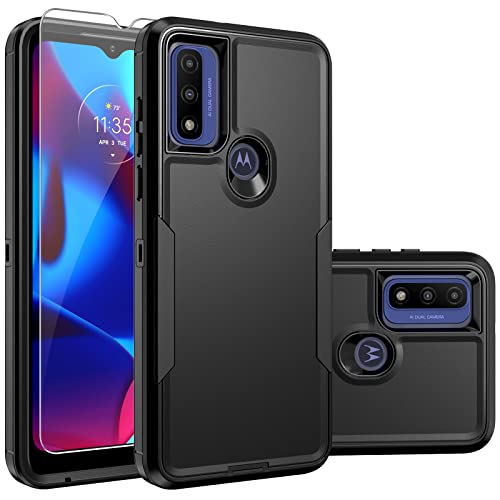 YZOK for Moto G Play 2023 Case, [Shockproof] [Dropproof] [Tempered Glass Screen Protector],Heavy Duty Protection Phone Case Cover for Motorola G Play 2023 (Black)