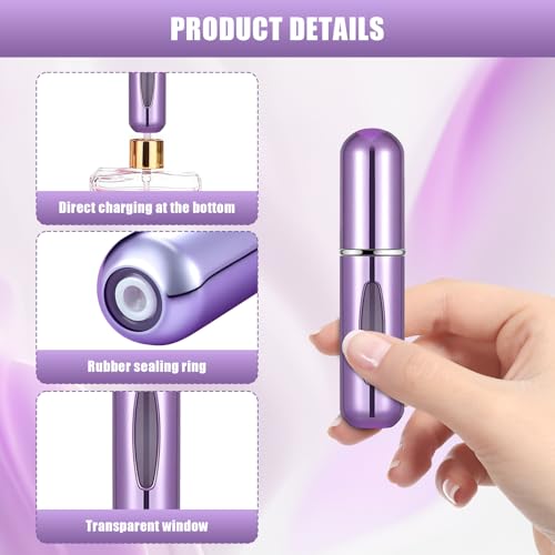 Image of Portable Mini Perfume Atomizer Bottle, 5ml /0.17oz Refillable Spray, Scent Pump Case, Travel Atomizer (Glossy Purple)