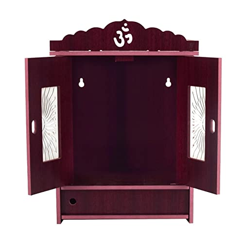 CrazyInk Wooden Readymade Wall Hanging Puja Temple for Home God Stand for Pooja Room Mandir Wood Devghar Stand for Office and Shop Crazyink-453 1