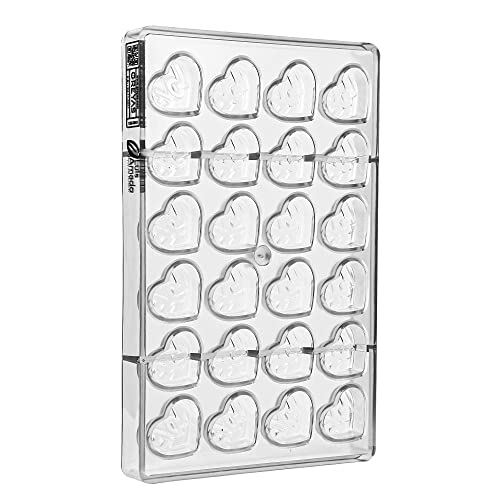 Greyas Cm 3841 Louis Amado Clear Polycarbonate Chocolate Mold Candy Mould With 24 Love-Heart Cavities, Each 38Mm X 32Mm X 11.4Mm High #TOP3