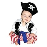 AM PM Kids! Baby Pirate Costume, Black/White/Red, One Size