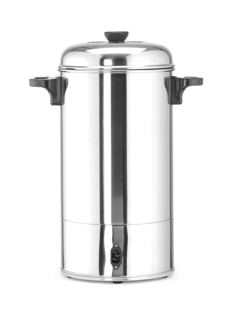 HENDI Percolador de café, de una sola pared, con filtro incorporado, grifo antigoteo, para café molido grueso, no necesita filtro de papel, 6L, 230V, 1500W, 340x227x(H)468mm, acero inoxidable 18/0