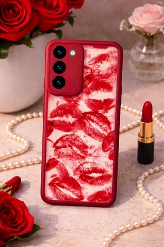 Image of COVERLY Lips Back Case Cover Compatible for Samsung S26 Plus | Hot 3D Sexy Lips Retro Embossed | 360 Camera Protection | Lipstick Kiss Print Cute Soft Touch Liquid Silicone Phone Case (TPU | Love Red)