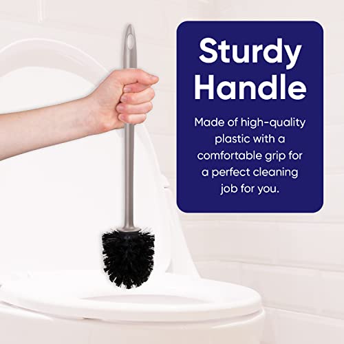 Image of Superio Plastic Toilet Brush with Taupe Bristles, Includes Holder for Easy Bathroom Cleaning