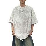 [foxseon] Tシャツ メンズ 半袖 夏服 丸首 柔らかい 快適 シンプル かっこいい Tシャツ ゆったり おしゃれ 無地 重ね着風 ファッション 通気性 オーバーサイズ トップス White-3XL