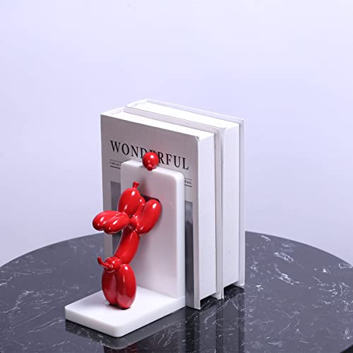 Qianling Red Balloon Dog Decor Bookend, Bookshelf Decor Non Skid Bookend, Modern Resin Balloon Dog Decor Bookends For Office Desk, Book Shelf, Room Decor, Modern Living Room Decor, Home Office Decor #TOP5
