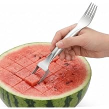 CripsTaste Watermelon Fork Cutter Slicer Tool, 2-in-1 Stainless Steel Fruit Cutter Melon Slicer Cutter Tool, Watermelon Cutting Tool for Home Party Camping Kitchen Gadget