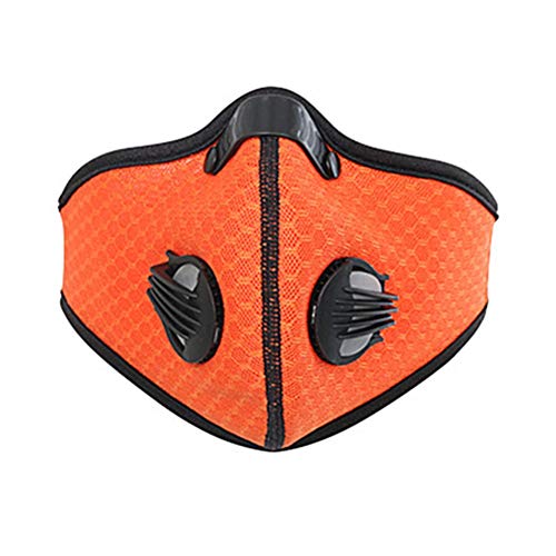 Dukars Sports Mask, Dustproof Mask Activated Carbon Filtration Exhaust Gas Anti Pollen Allergy PM2.5 Workout Running Motorcycle Cycling Mask (Orange)