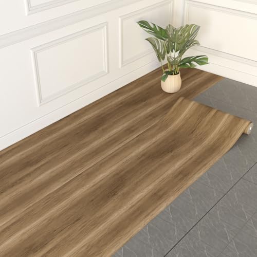 Rouleau de sol autocollant en vinyle noyer 60x998,2 cm de 6 m²