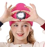 MELASA LED Beanie for Kids, USB Rechargeable Hand Free Hat with Light Winter Night Gifts for Kids Boys Girls in Dark Outdoor