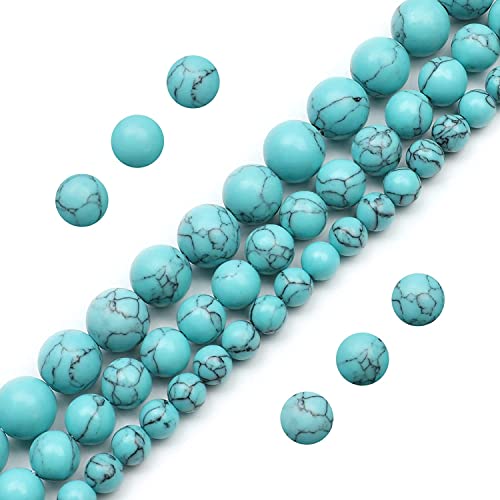 Image of 51pcs Natural Beads Round Gemstone Blue Turquoise Beads Loose Beads 8 MM || Natural Reiki Feng-Shui Healing Crystal Gem Stone Triple Protection Beads || Blue फिरोजा रत्न