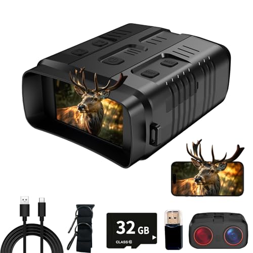 4K Day/Night Vision Goggles | Smart App Night Vision Binoculars - Up to 2642 FT Viewing Range, 3' HD LCD Screen, 4000mAh Rechargeable Battery, Includes 32GB Card, Video & Audio Recording for Camping