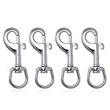 4PCS 316 Stainless Steel Single Ended Swivel 2.7 inch Swivel Eye Snap Hook Scuba Bolt Snap Single Ended Bolt Snap for Pet Leash Scuba Diving Clips Heavy Duty Clips Dog Leash Diving Single End Snap