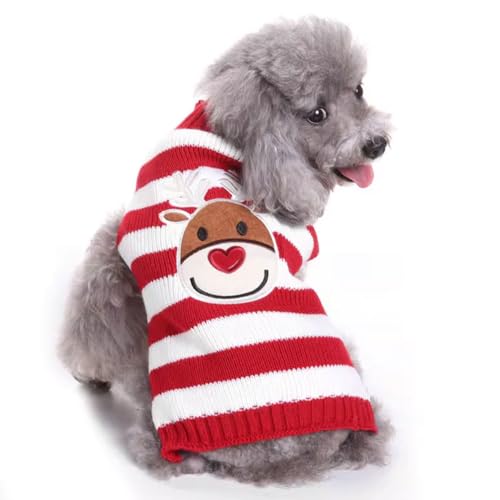 LATRAT Weihnachten Hundepullover,Hundepullover,Weihnachts-Elch-Kleidung, Weihnachts-Kostüm, Warm Welpe Klein Mittel Hunde (S, Rot-Elch)
