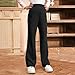 Teen Girls Dress Pants Bell Bottoms School Uniform Leggings for Kids Stretchy Flare Leg Pull-On Pants with Pockets 13-14 Years Black