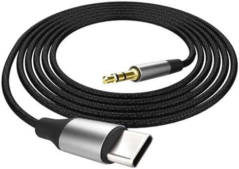 FosPower USB C to 3.5mm Audio Cable (3.3ft) Durable Braided Hi-Fi Stereo AUX Cord Male-to-Male Headphone Cable for iPhone 17 Pro Max/Air, 16/15 Pro Max, Samsung Galaxy S25 S24, iPad Pro, Pixel 9/8