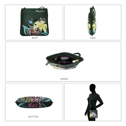 Anuschka Women’s Hand-Painted Genuine Leather Slim Crossbody with Front Zip4