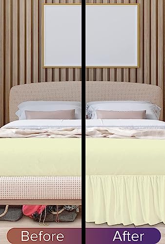 British Home Bedding - Luxury Valance Fitted Sheets - Plain Percale Quality Bed Sheet (Cream, Super King) - Image 3