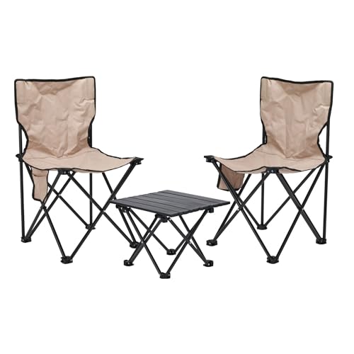 Well Home Set de Camping con 2 Sillas y 1 Mesa Plegable
