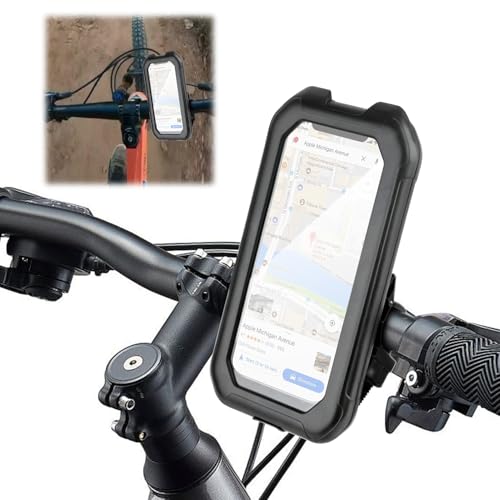 HAVIRI Bike Phone Holder Waterproof, Phone Holder for Bike 360° Rotation Viewing Angles for Bicycles Motorcycles Scooters, Waterproof Phone Mount with Touchscreen Fit for Phones up to 7.0''
