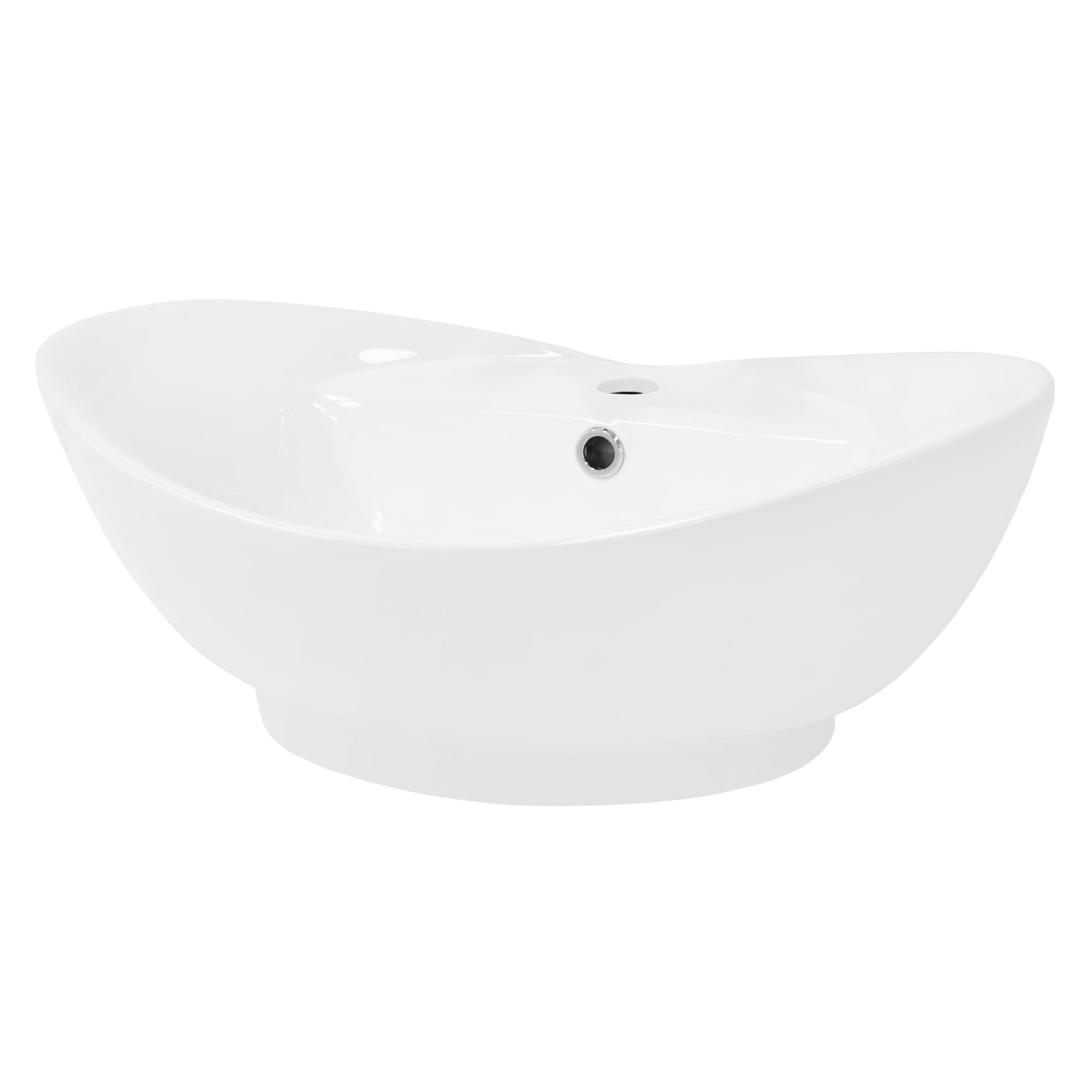 LuxeBath Lavabo Ovalado de Cerámica con Agujero Grifo Blanco Brillante Aseo Lavamanos sobre Encimera - 59x20,5x39,5 cm - Diseño moderno Pila de Pie para el Cuarto de Baño y de Invidatos-WC